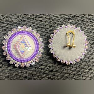 Purple beaded stud earrings